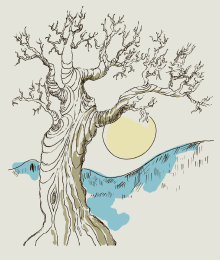 Pohon dan Daun — Stok Ilustrasi