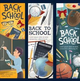 Back to school education banners with stationery