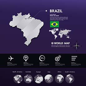 Brazil map vector illustration.