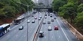 Traffic on the famous 23 de Maio Avenue in Sao Paulo